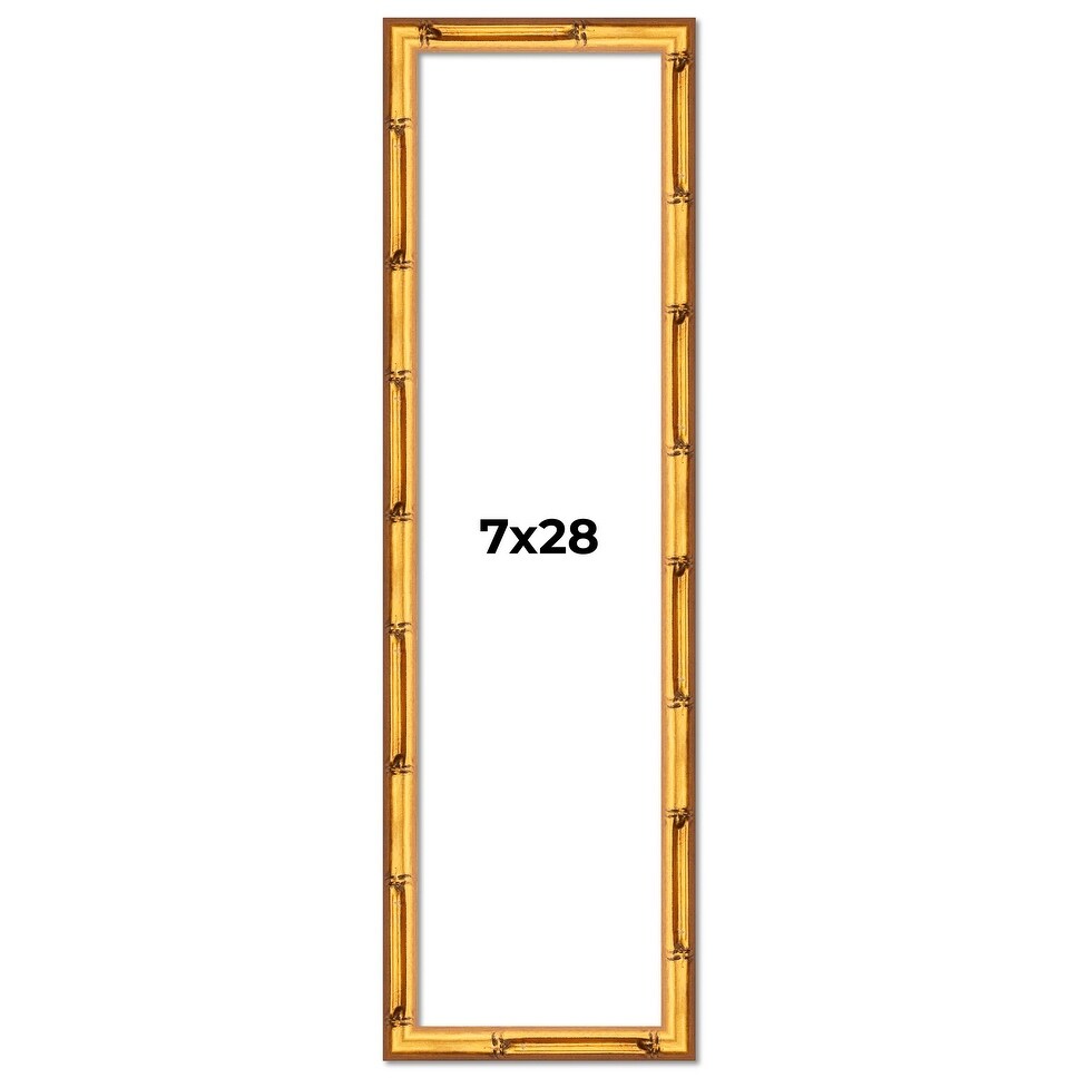 7x28 Frame Gold Bamboo Solid Wood Picture Frame | 1 Inch Moulding