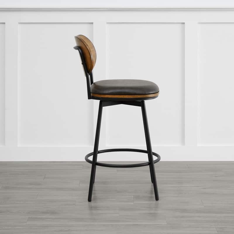 Spruce & Spring Megan Swivel Counter Bar Stool with Metal Legs