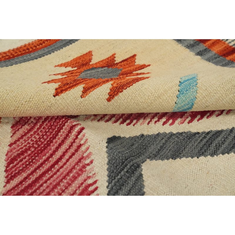 Hand Woven Southwestern Wool Multi-Colored Geometric Area Rug - 9' 10'' X 6' 6''