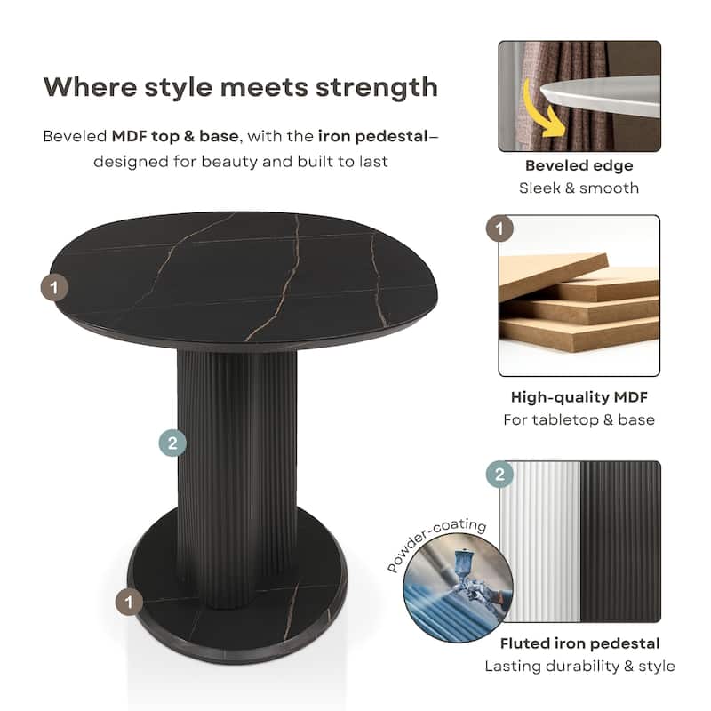 Furniture of America Astra Modern Wood Oval Dining Table with Fluted Base