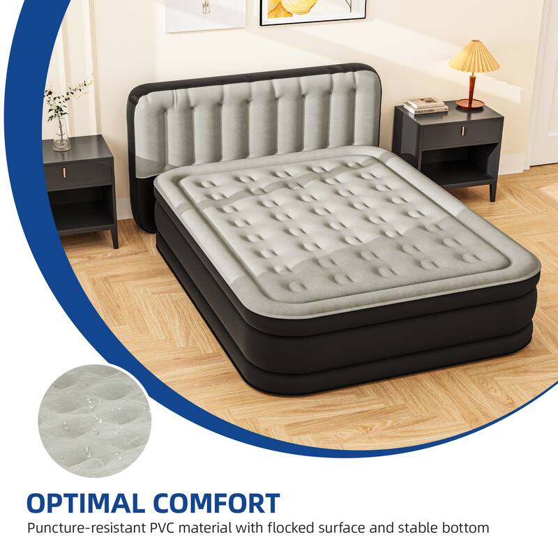 Moasis Queen Air Mattress with Inflatable Headboard