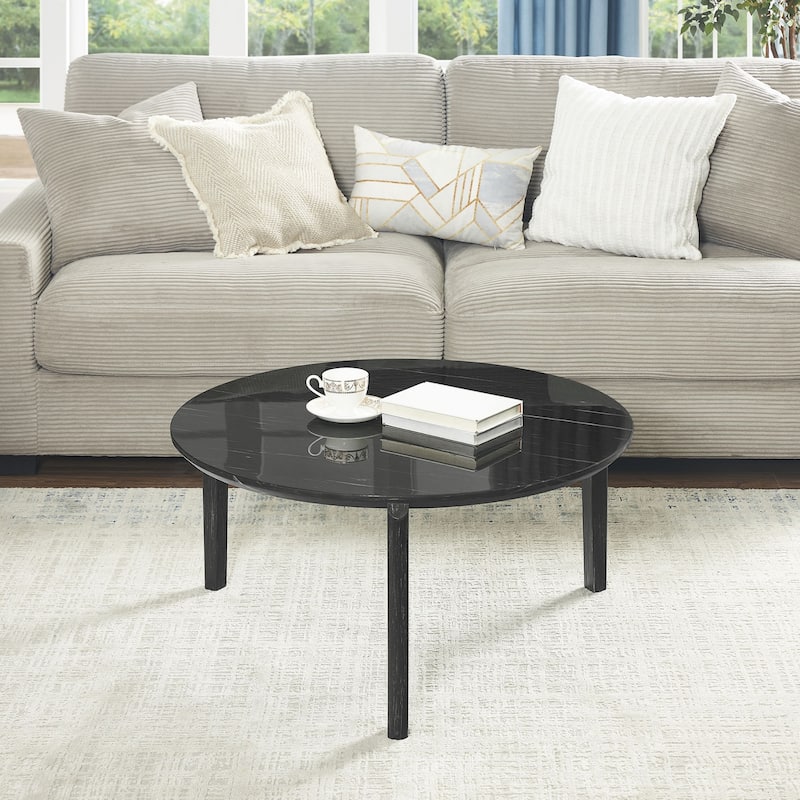 36" Modern Style Faux Marble Round Coffee Table