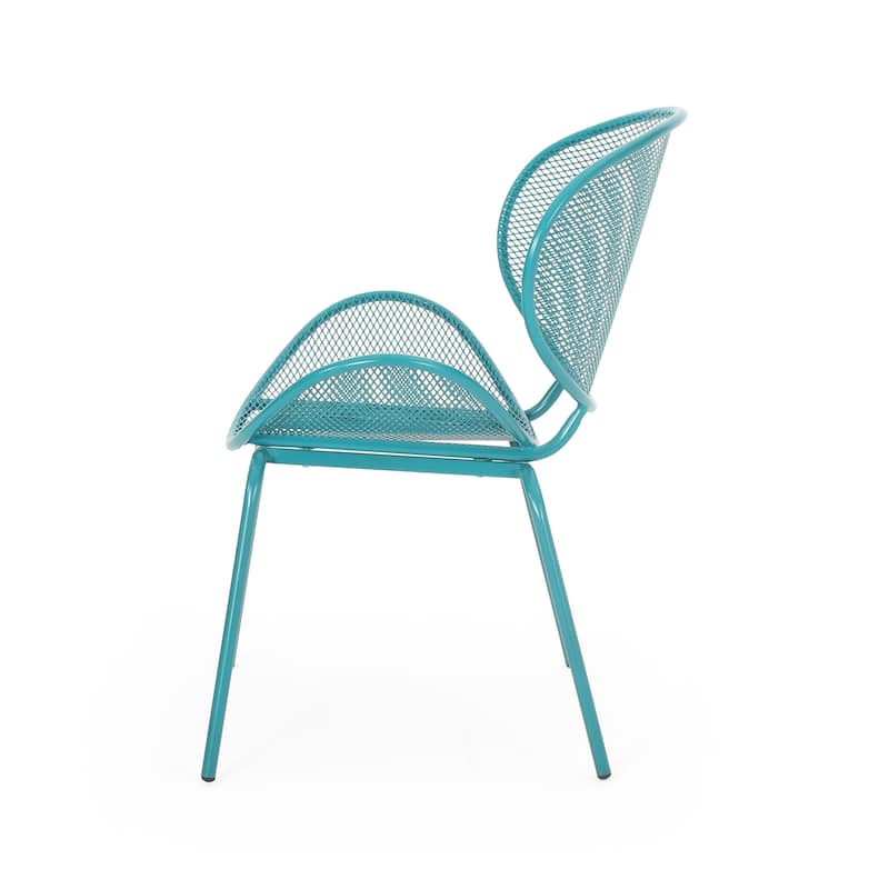 Roomfitters Modern Accent Chair, Stylish Mesh Patio Seating, Lightweight Durable Design for Comfort, Teal (Set of 2)