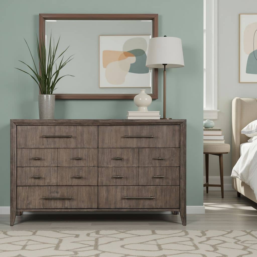 Bridgevine Home Avana 8-Drawer Dresser, No Assembly Required, Smoky Greige Finish