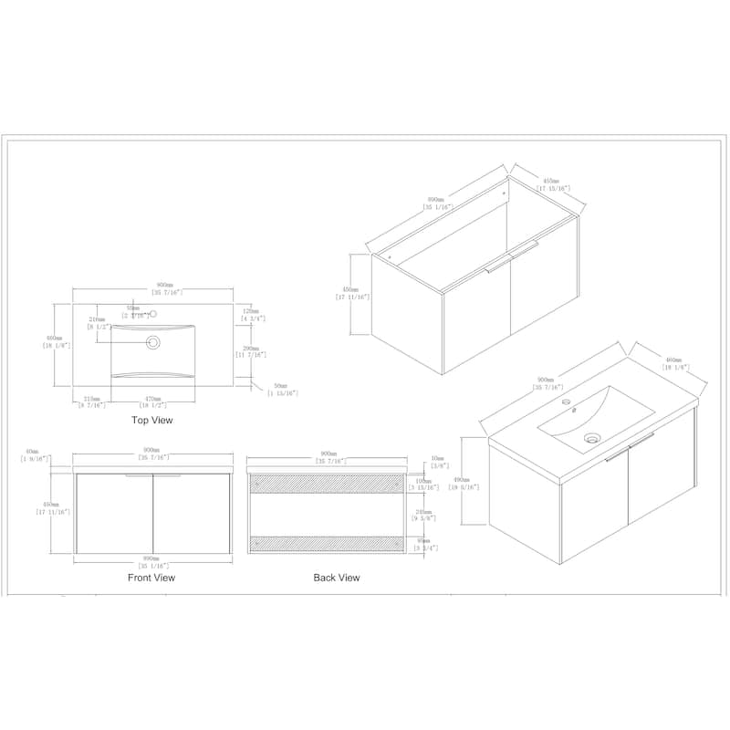 Beingnext 24"/30"/36" Bathroom Vanity with Sink, Floating Bathroom Vanity with 2 Soft Close Doors