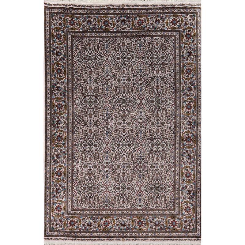 Turkish Tabriz Traditional Rug Machine Made Silk & Polyester Carpet - 5'1" x 7'5"