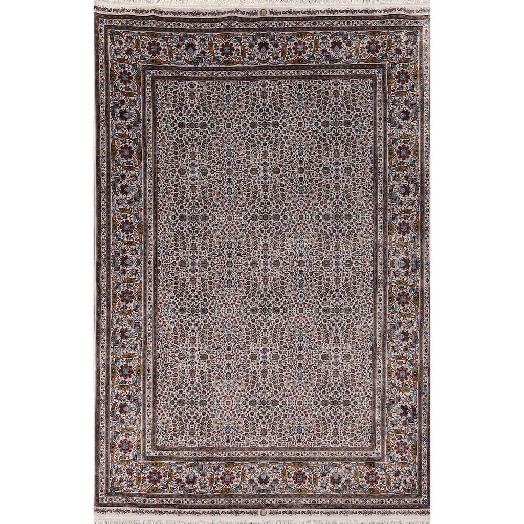 Turkish Tabriz Traditional Rug Machine Made Silk & Polyester Carpet - 5'1" x 7'5"