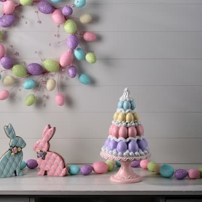 14" Resin Easter Egg Tree On Pedestal