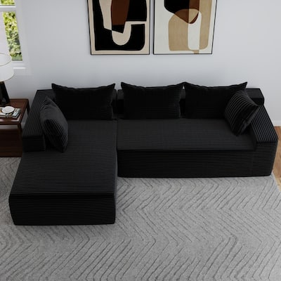 L-Shaped No Assembly Required Upholstery Sofa Deep Seat Modular Sofa