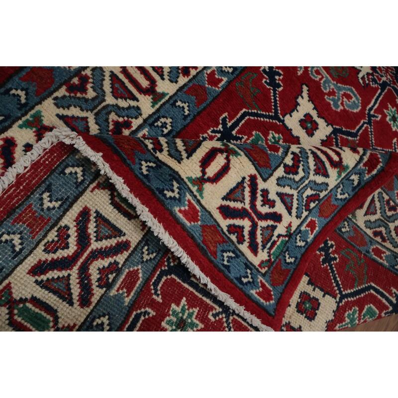 Hand Knotted Oriental 100% Wool Carpet Traditional Geometric Red Heriz (serapi) Runner Rug - 15' 10'' X 3' 0''