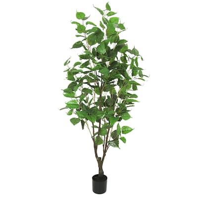 5.5ft Artificial Birch Tree Plant in Black Pot - 66" H x 30" W x 30" DP