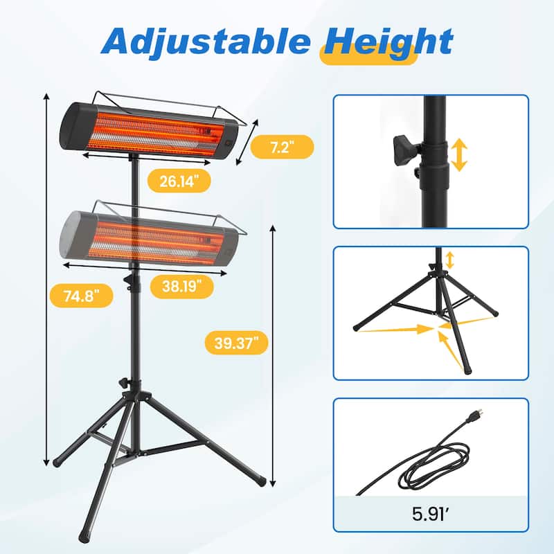 1500W Patio Heater with Wall, Ceiling, or Tripod Mount