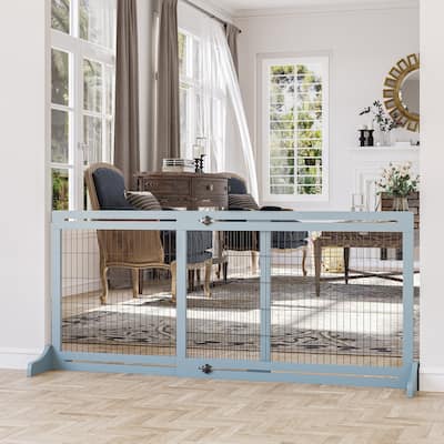 PawHut 72" Extra Wide Freestanding Pet Gate with Adjustable Length, Dog and Baby Small Gate for House, Doorway, Hallway, Grey