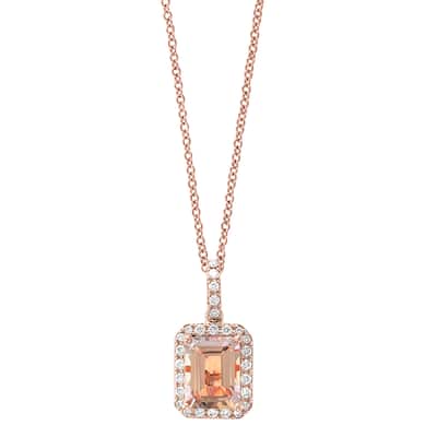 EFFY 14K Gold Diamond Morganite Pendant Necklace