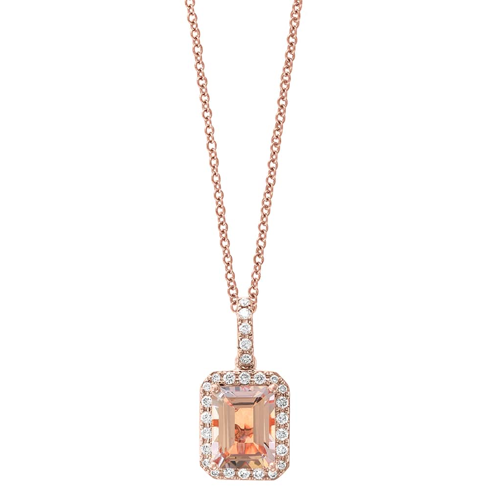 EFFY 14K Gold Diamond Morganite Pendant Necklace