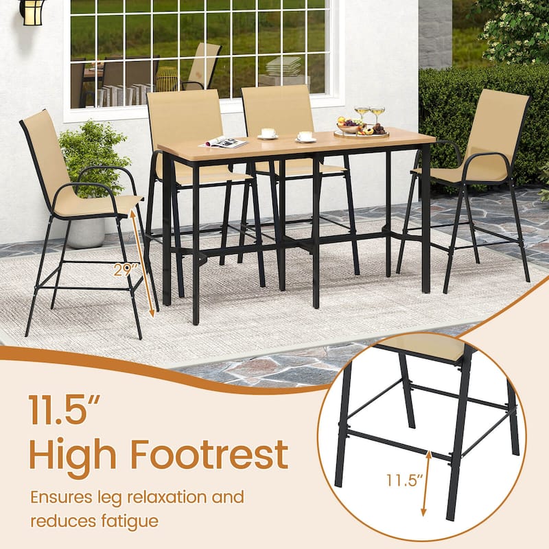 Costway 2 PCS Outdoor Bar Stools 29" Fabric Bar Height Stools with - See Details