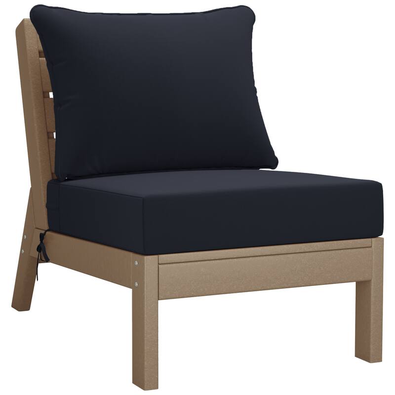 Birchwood All Weather HDPE Outdoor Patio Weathered Wood Deep Conversation Set (6-Piece Set)