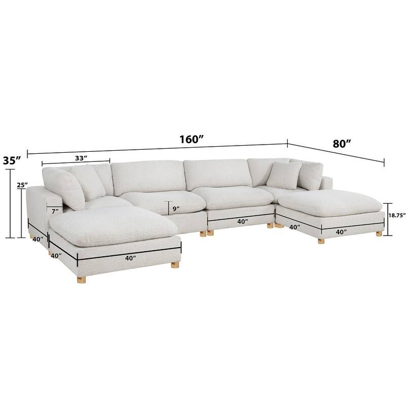 Best Quality Furniture 4-Piece Sectional Boucle Fabric
