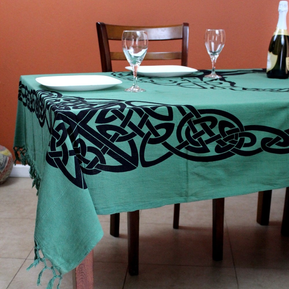 Cotton Celtic Tree of life Tablecloth Rectangle with Fringes