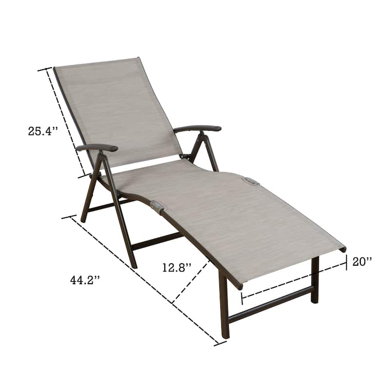 Kozyard Cozy Aluminum Beach Yard Pool Folding Reclining 7 Adjustable Chaise Lounge Chair with Cushion
