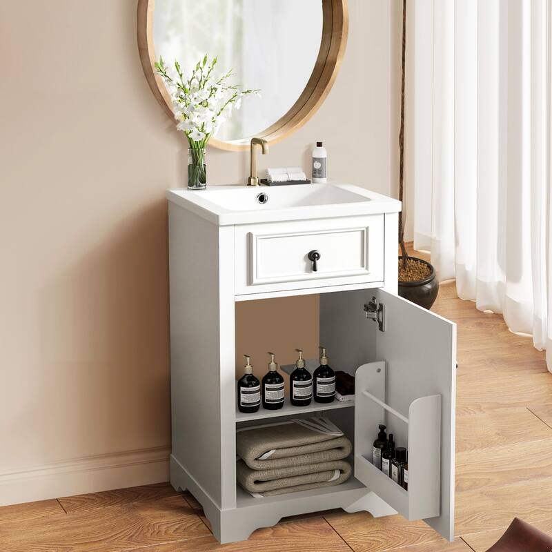 20-Inch Bathroom Vanity with Ceramic Sink,Door-Mounted Storage Rack
