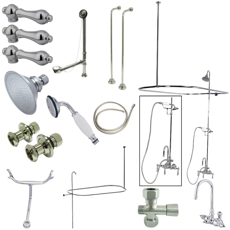 Vintage High Arc Gooseneck Clawfoot Tub Faucet Package - Polished Chrome