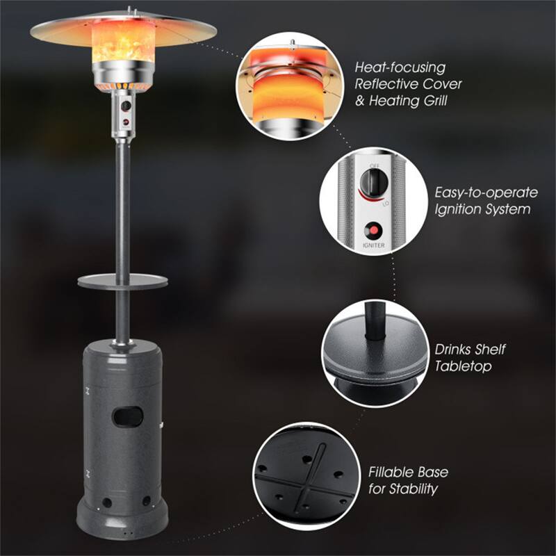 Outdoor Standing Heater with Table and Wheels