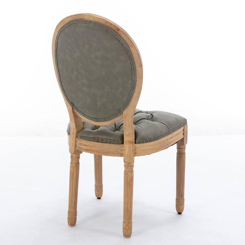 Grondin French Style King Louis Back Side Chair Set of 2, Dining Chairs with Faux Leather Upholstery and Rubberwood Frame