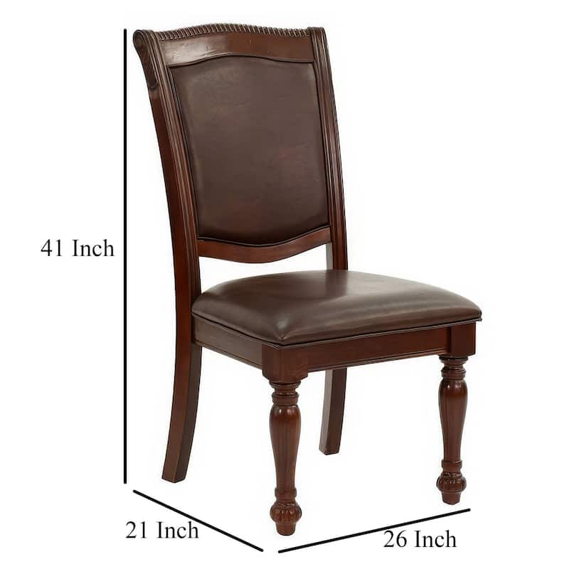 Set of 2 Rubber Wood Traditional Dining Chair, Dark Brown and Black