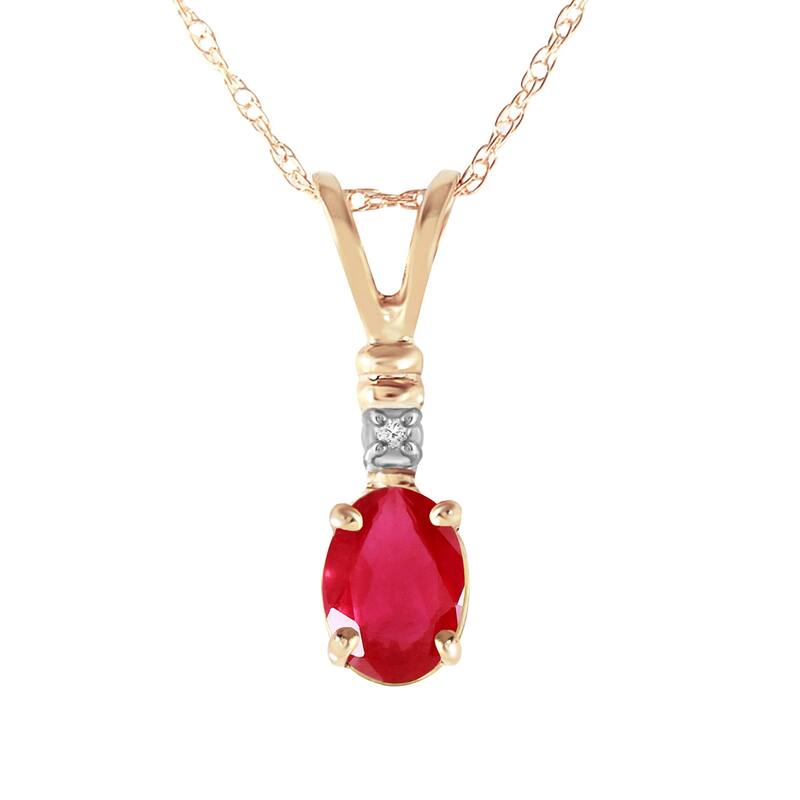 0.46 Carat 14K Solid Gold Pulse Natural Ruby Diamond Elegant Necklace - 18 Inch - Yellow