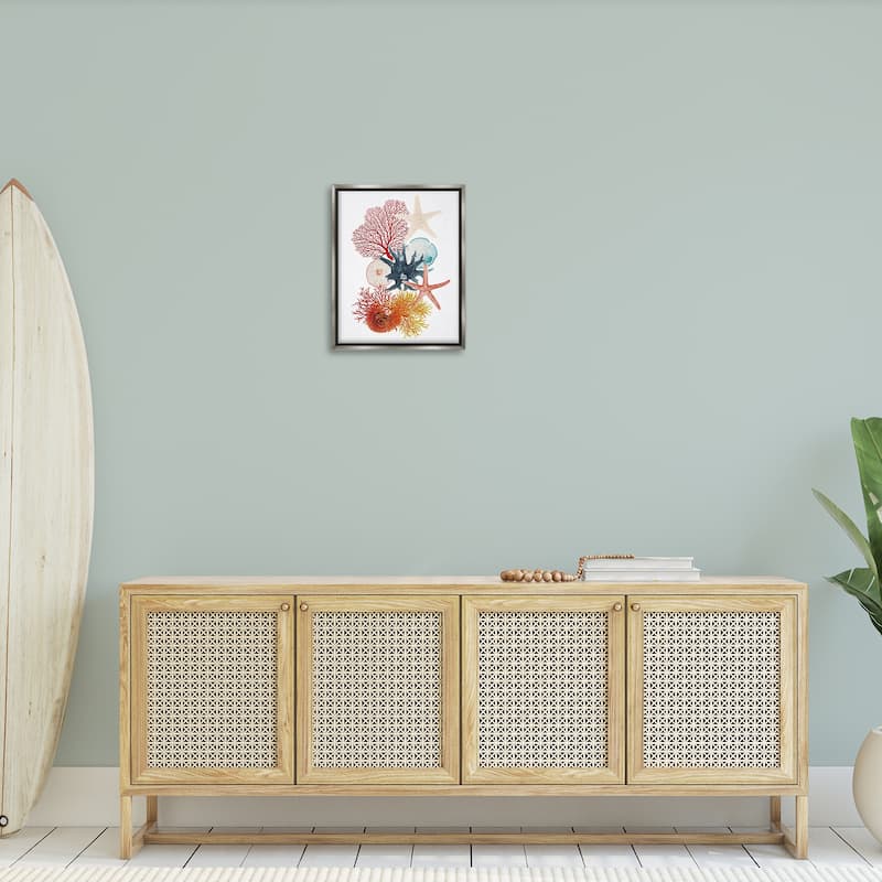 Stupell Coral & Undersea Creatures Framed Floater Canvas Wall Art Design By Ramona Murdock