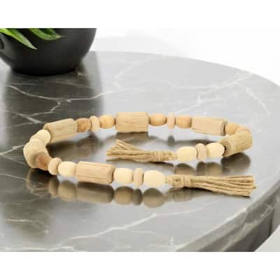 HomeRoots 40" Brown Wood Beads And Rope Decorative Tassel - 40' X '1.5' X '1.5
