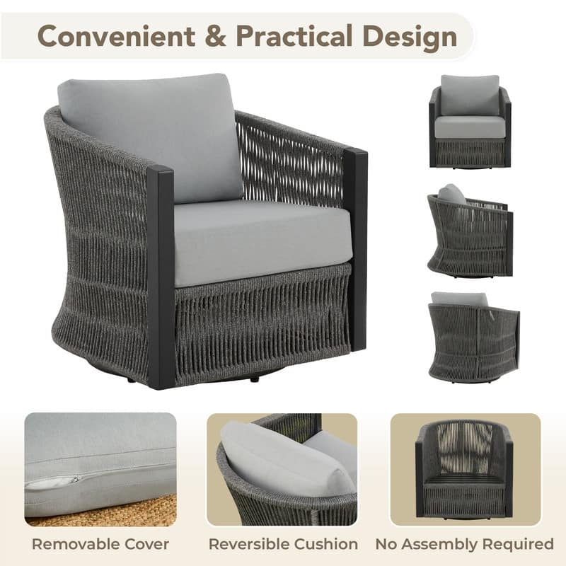 Carlos Outdoor Patio Furniture Bistro Set Swivel Chair