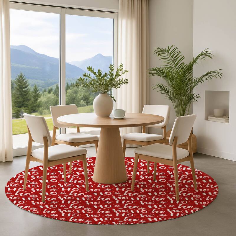 Premium Washable Super Soft Christmas Ho Ho Mayfield Rug - Red - 8' x 8'
