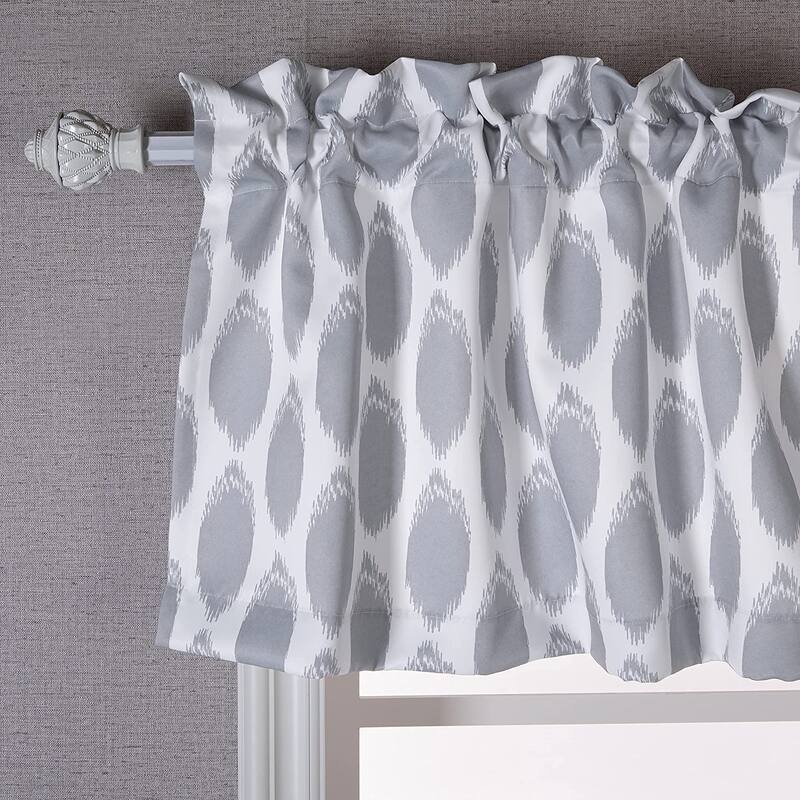 DriftAway Allen Circle Ikat Polka Dot Window Valance - 52" W X 18" L - Grey