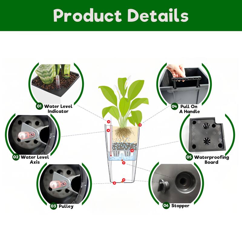 22-Inch High Faux Rattan Design Square Flower Pot with Automatic Watering System, Makes Keeping Flowers Easier (Pack of 2)