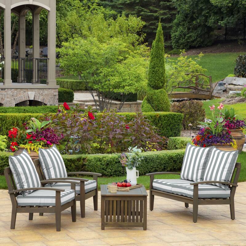 ARDEN 24-inch Square Striped Deep Seat Outdoor Cushion Set