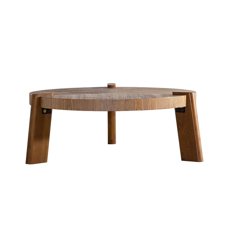 Natural Coffee Table Side Table with Wood Legs, Round Center Table Tea Table Sofa Table Decorative Table