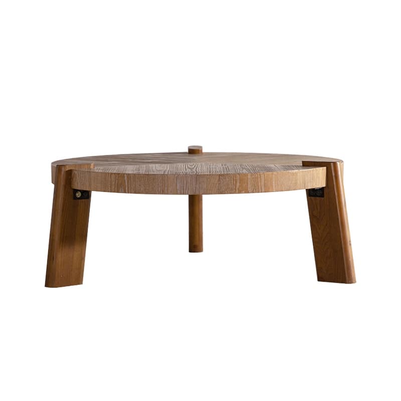 Natural Coffee Table Side Table with Wood Legs, Round Center Table Tea Table Sofa Table Decorative Table - Natural Wood
