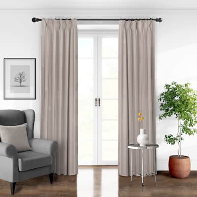6ix Tailors Walker Stripe Natural Pinch Pleat Double Width Drapery Panels Pair