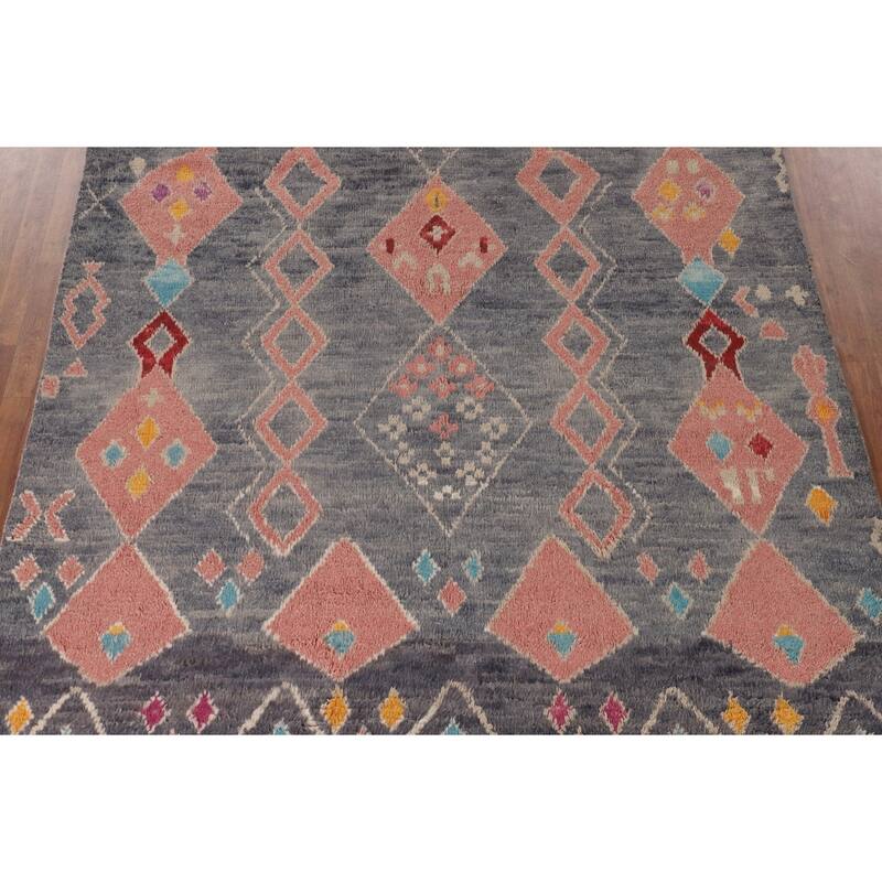 Tribal Moroccan Rug Handmade Oriental Wool Carpet - 7'10" x 10'8"