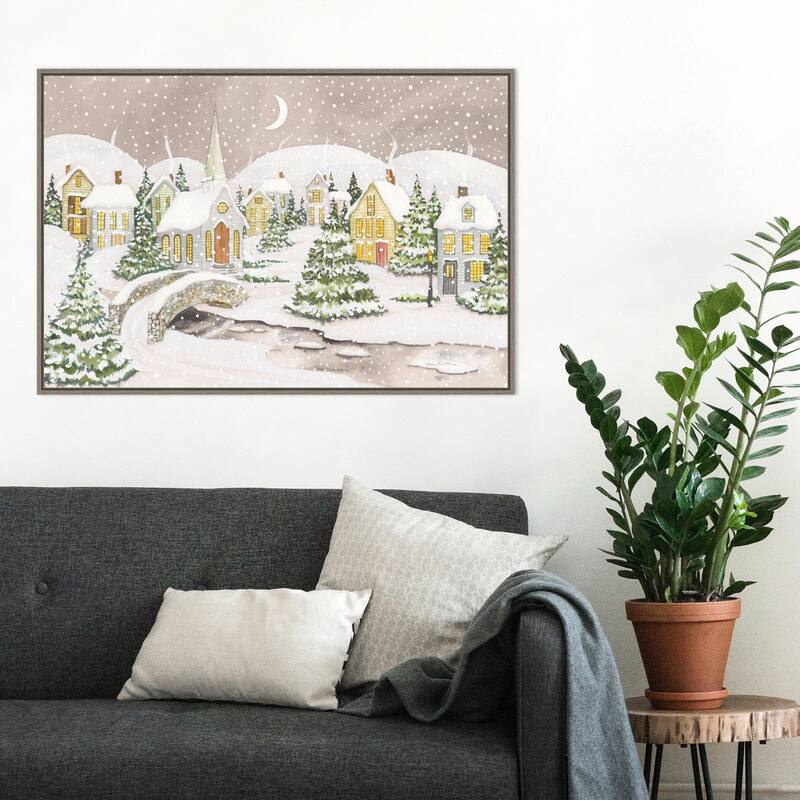 All is Calm All is Bright Light by Kathleen Parr McKenna Canvas Art Framed - 33 x 23 in