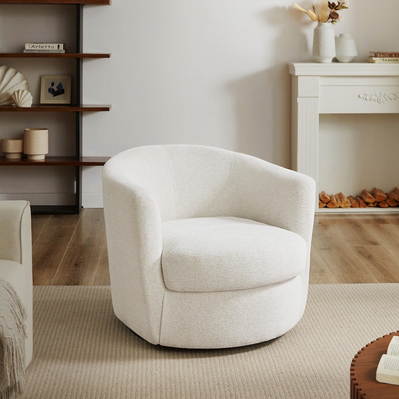 Art Leon Modern Comfortable Corduroy Fabric Swivel Barrel Accent Chair