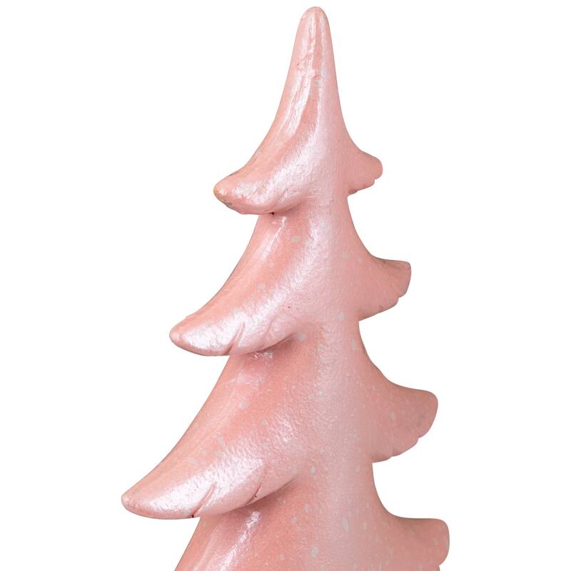 Snowy Shiny Christmas Tree Tabletop Decoration - 10" - Light Pink