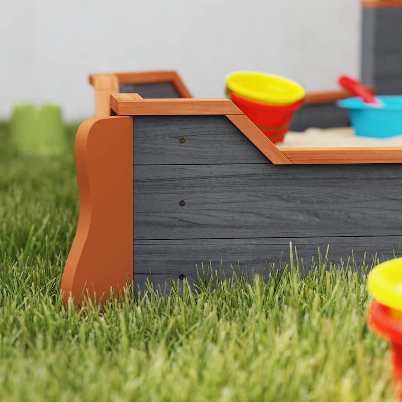 Outsunny Large Outdoor Kids Sandbox Backyard Toy, Cedar Wood Sandbox