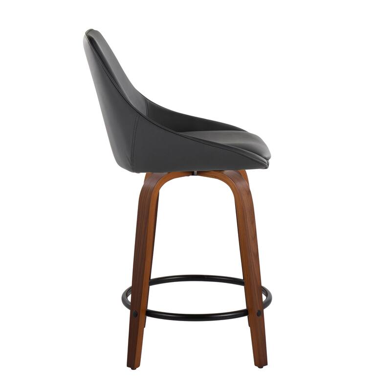 Carson Carrington Alba 24" Fixed-Height Upholstered Counter Stool with Bent Wood Legs & Round Footrest (Set of 2)