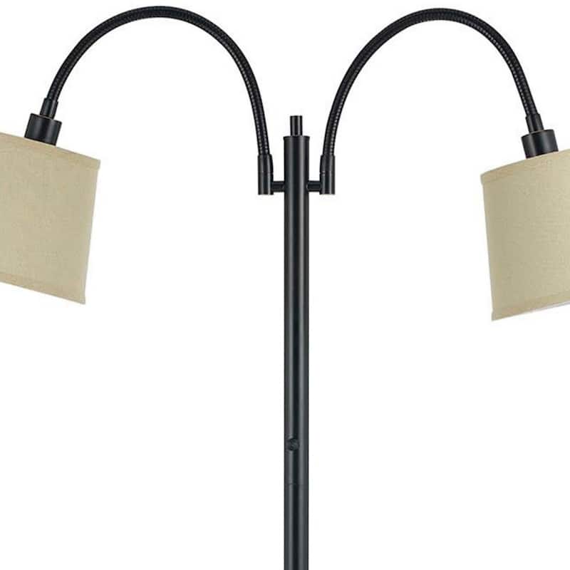 65" Bronze Two Light Traditional Shaped Floor Lamp With Tan Square Shade - 38.5" x 12" x 65"