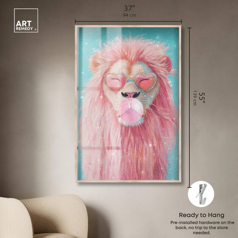 Pastel Lion Bubblegum Shadowbox by Art Remedy