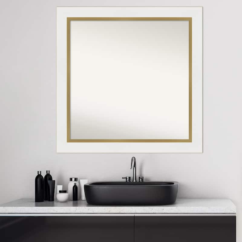 Non-Beveled Bathroom Wall Mirror - Eva White Gold Frame