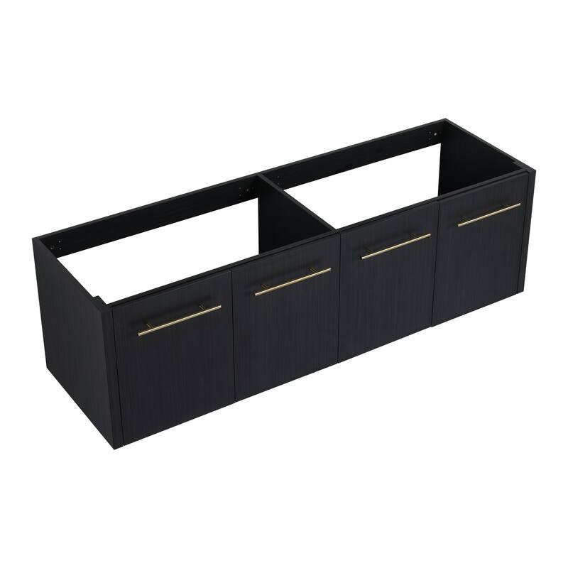 Modern Floating 24-Inch Bathroom Vanity Cabinet, Black Chestnut with Ample Storage, No Top Sink Included
